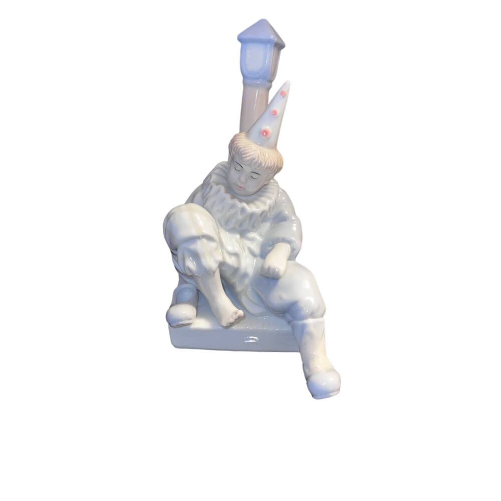 Vintage Albert Price Ceramic Clown Leaning on Lamp Post Figurine